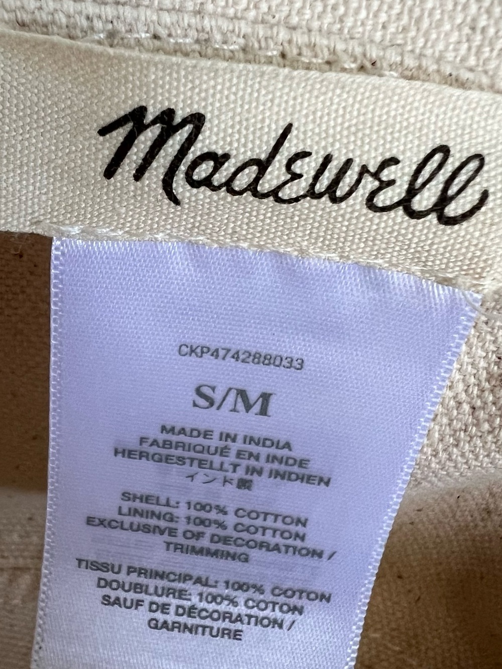 Madewell Embroidered Fruit Bucket Hat – Cream Cotton S/M - Picture 5 of 7